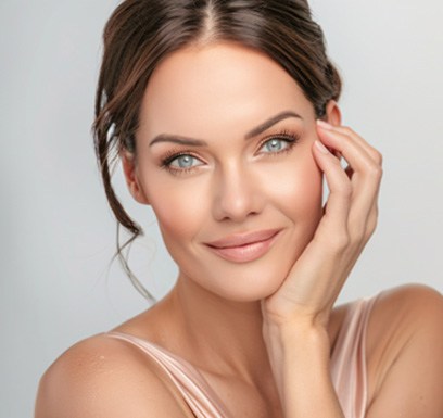 Portrait of smiling woman with perfect skin