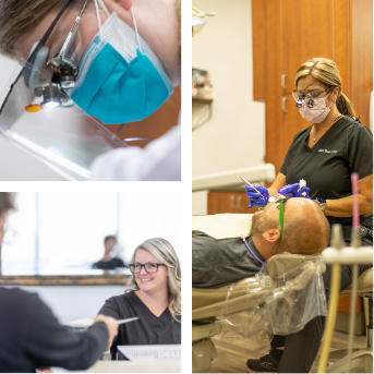 Collage of images of Tulsa dental team members treating dental patients